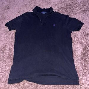 Men’s Classic Ralph Lauren Blue/Red Polo Collar Shirt - Large